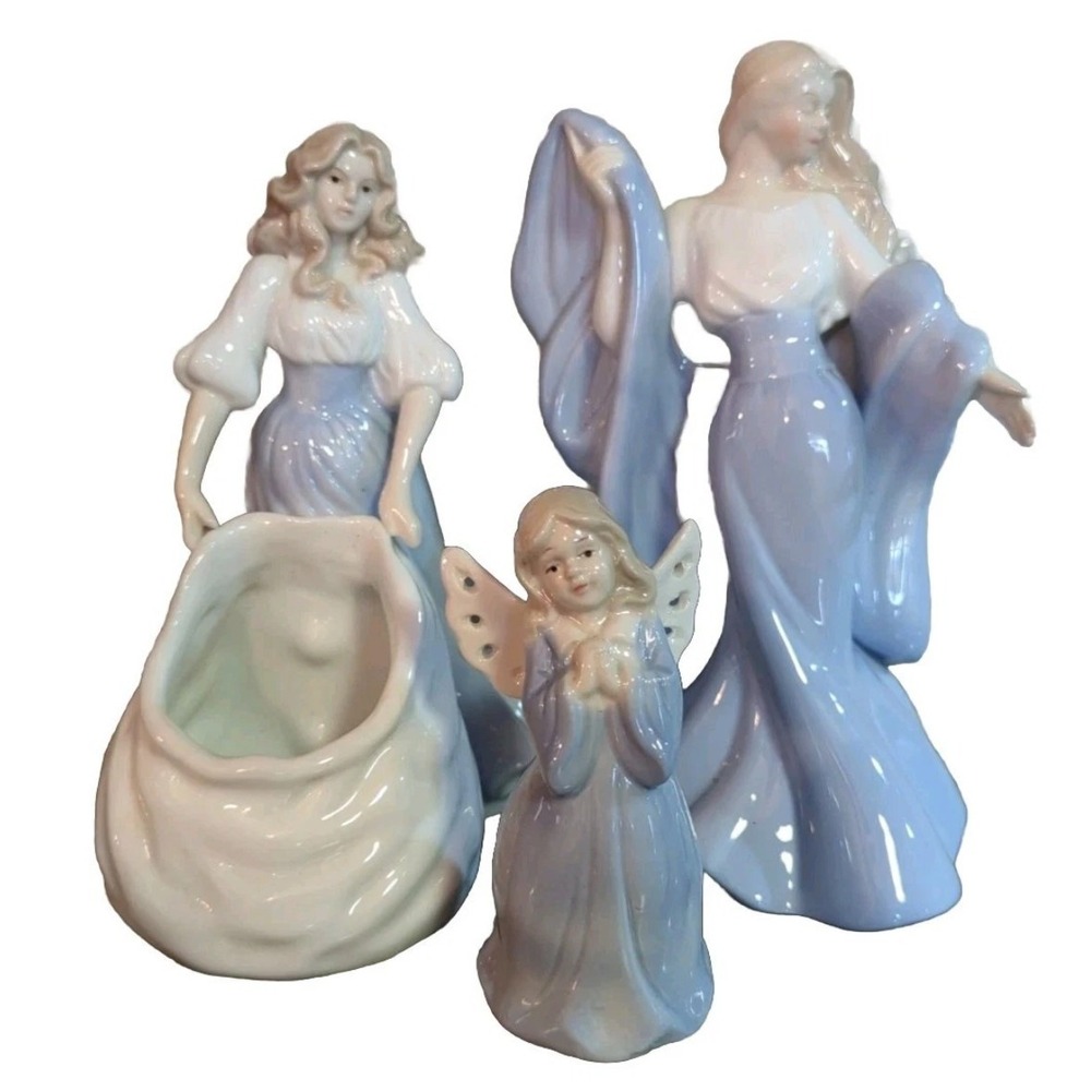 Vintage 1994 House of LLoyd Victorian Lady Porcelain Girl Angel Blue Figurine